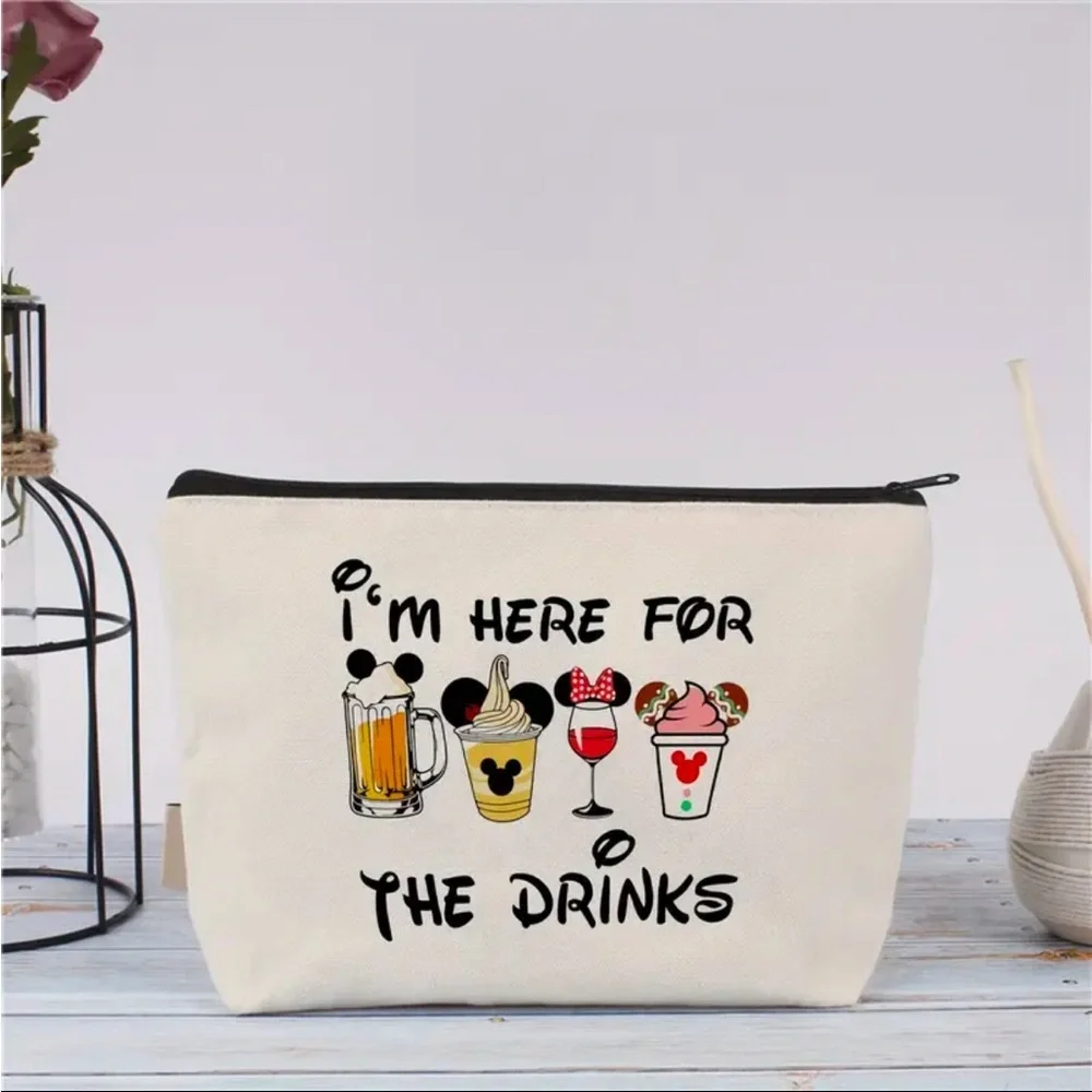 I’m Here for the Drinks Cosmetic Makeup Travel Bag NWT